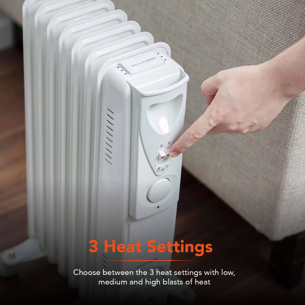 Warmlite 7 Fin White Oil Filled Radiator with Adjustable Thermostat 1500W Image 5