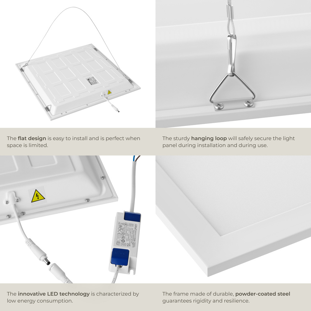 tectake Lucerna 24W 3000K Ultra Slim Warm White LED Panel Light 45 x 45cm Image 4