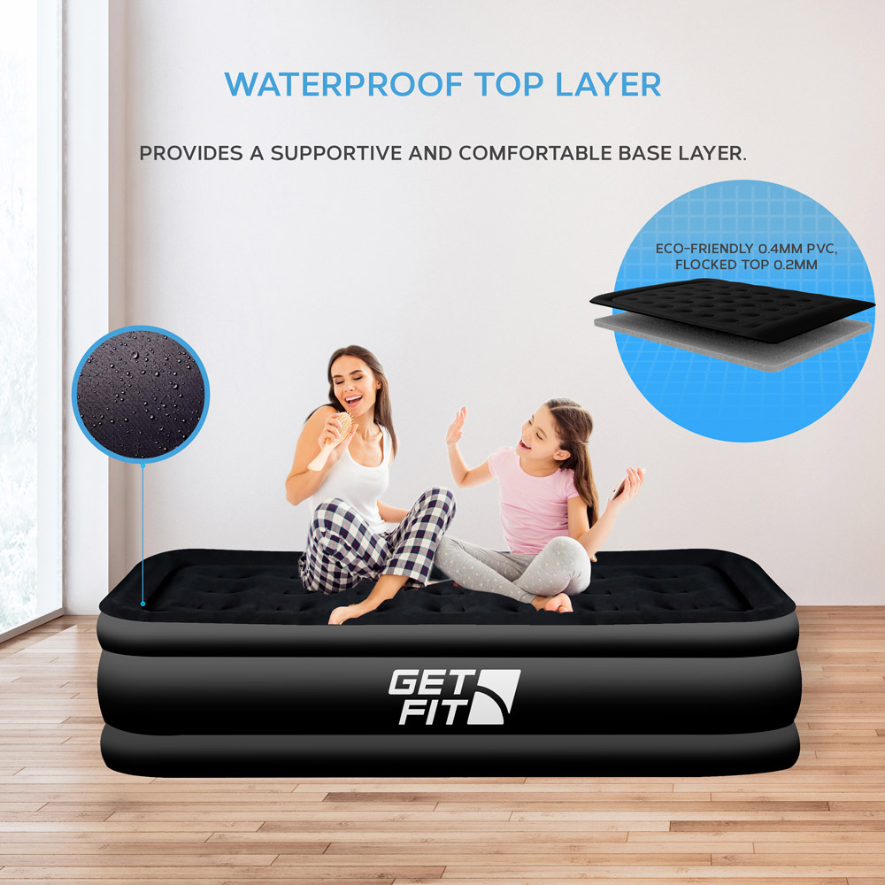 Get Fit Black Mono Single Inflatable Air Bed with Built-in Electric Pump Image 3