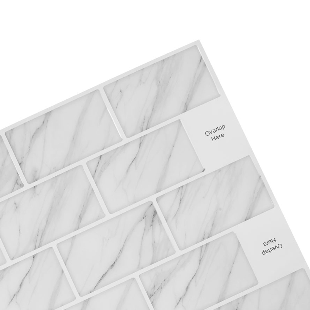 Living and Home White Peel and Stick Marble Wallpaper Tile 30 x 30cm 10 Pack Image 5