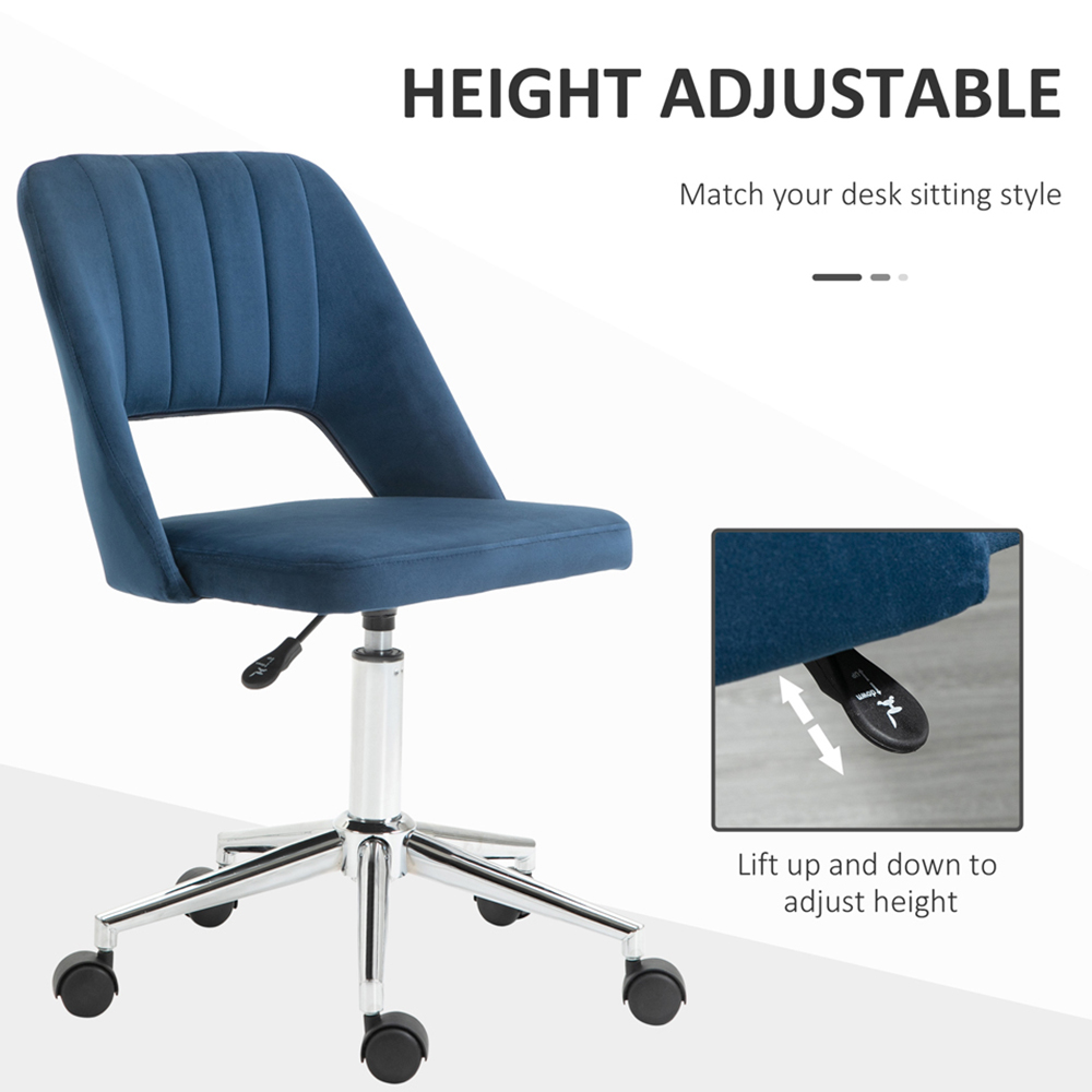 Portland Dark Blue Scallop Mid-Back Swivel Office Chair Image 6