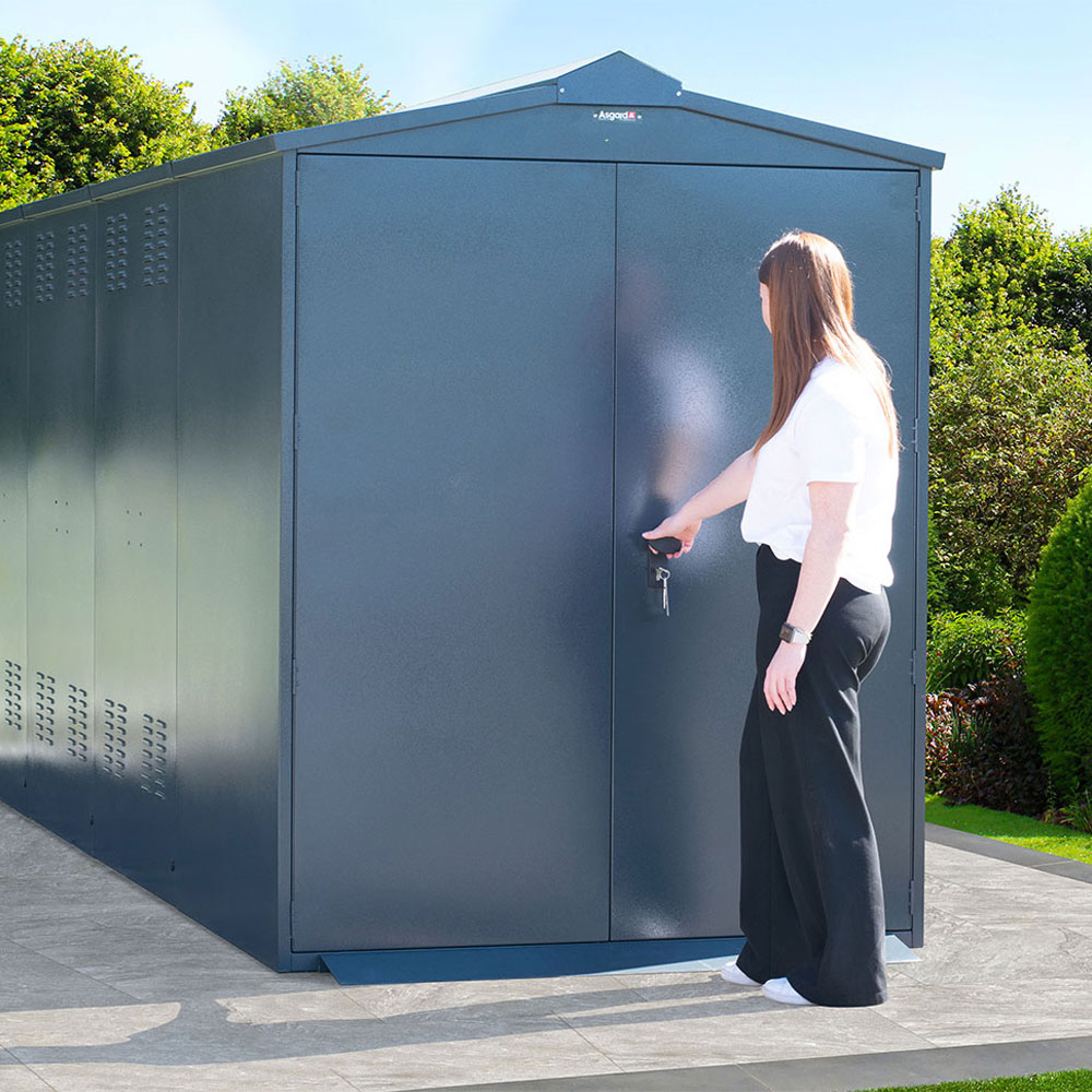 Asgard Centurion 5 x 18ft Double Door Grey High Security Bike Shed Image 9