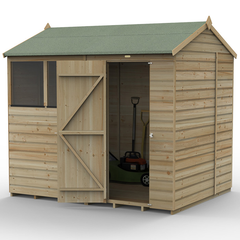 Forest Garden Beckwood 8 x 6ft Single Door 2 Windows Reverse Apex Shed Image 3