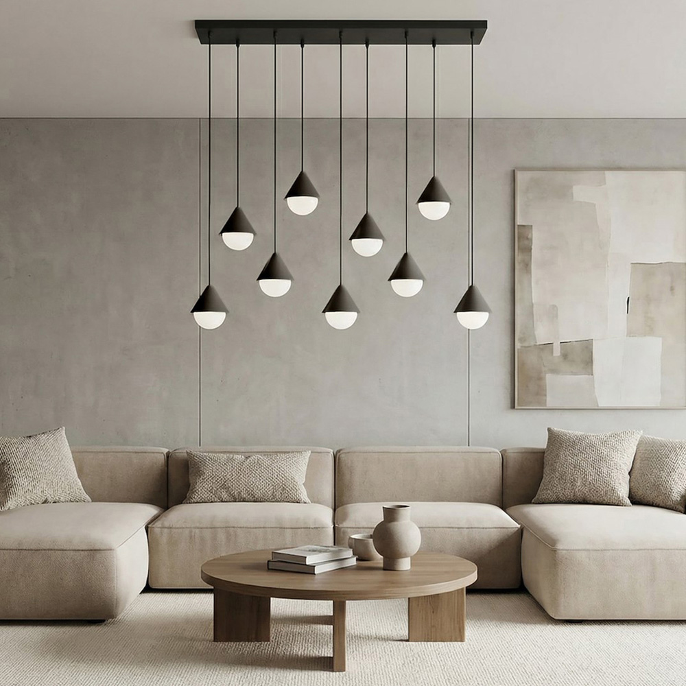 Emibig Giro 9 Light Ring-Shaped Shade Black G9 Ceiling Pendant Light Image 2