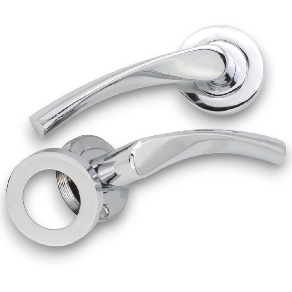 Spira Brass Mercury Polished Chrome Lever Door Handle 2 Pack Image 3