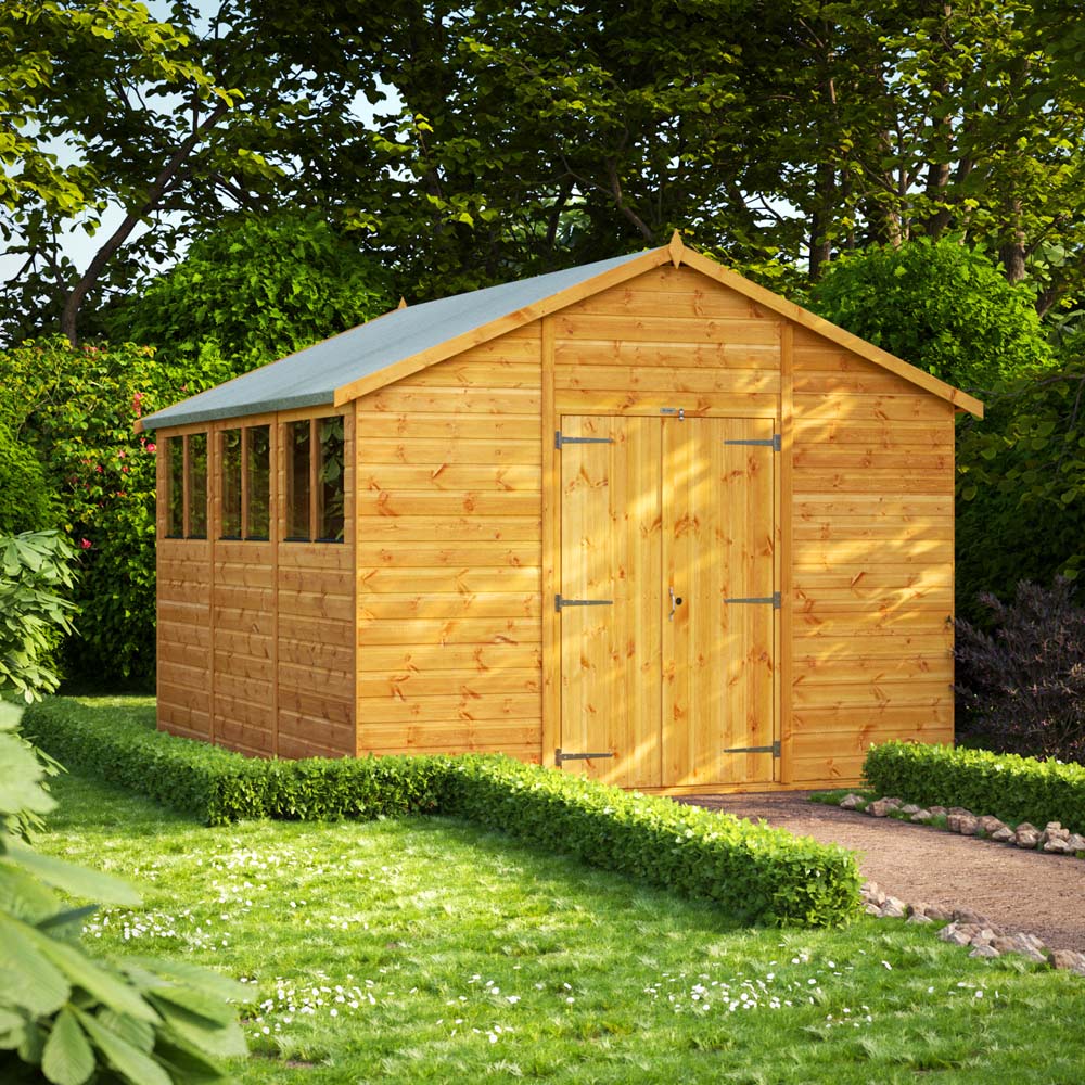 Power Sheds 12 x 10ft Double Door Apex Wooden Shed with Window Image 2