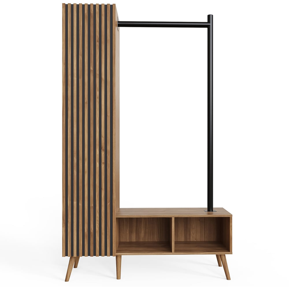 GFW Rowan 6 Shelf Oak Slatted Open Wardrobe Image 3