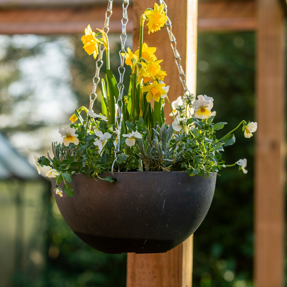 Garden Gear Marble Charcoal Stone Effect Hanging Basket 25cm 2 Pack Image 2