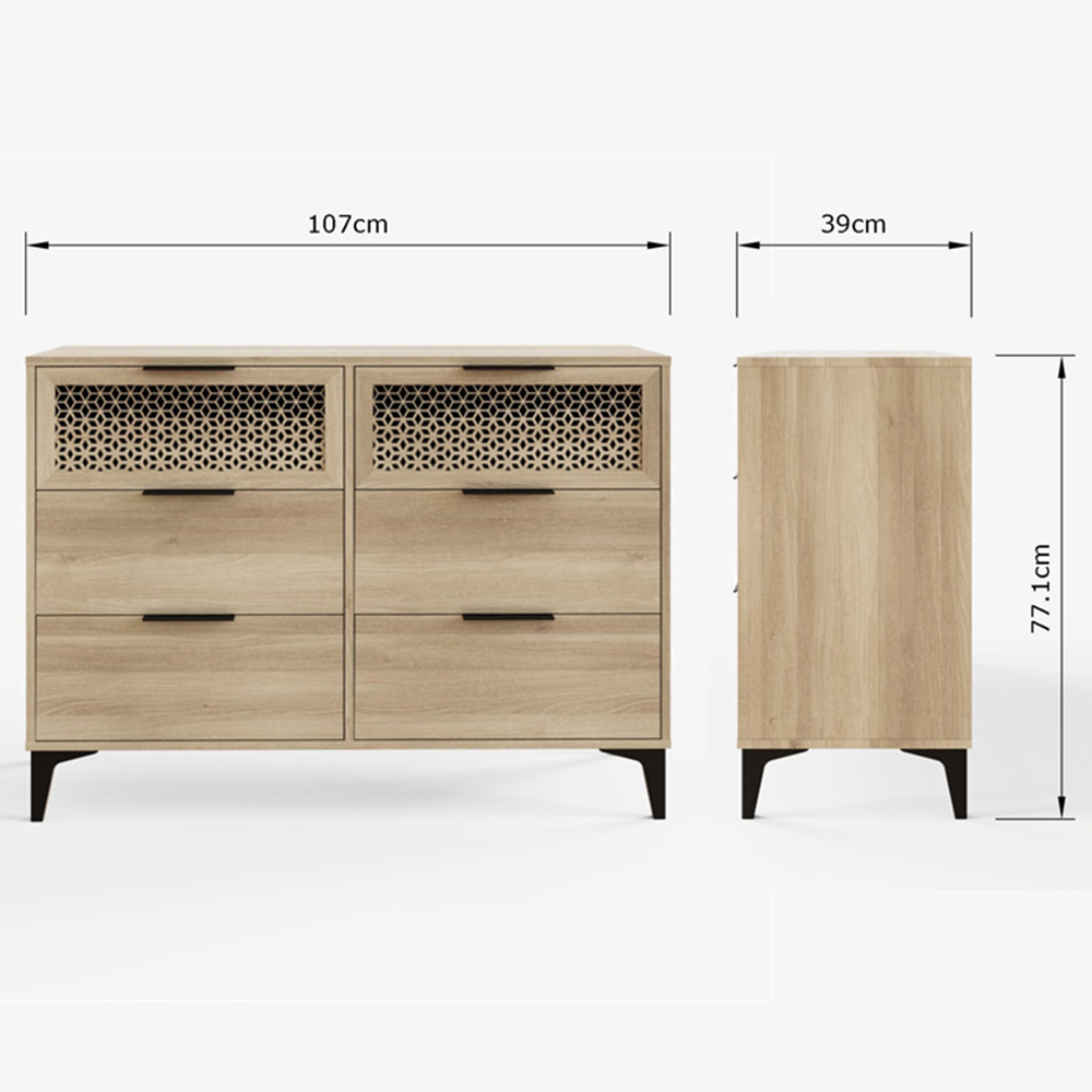 GFW Ezra 6 Drawer Oak Chest of Drawers Image 8