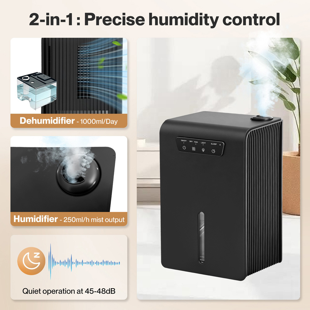 Spector 2-in-1 Black Portable Electric Dehumidifier 3.2L Image 6
