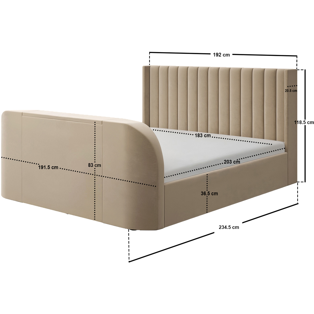Flair Fallon Super King Size Beige Velvet TV Side Lift Ottoman Bed Image 7