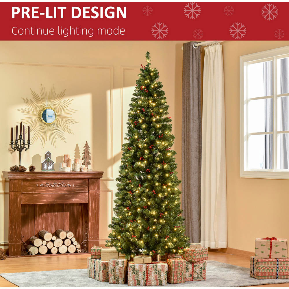 Everglow Pre-Lit Green Artificial Pencil Christmas Tree 7ft Image 3