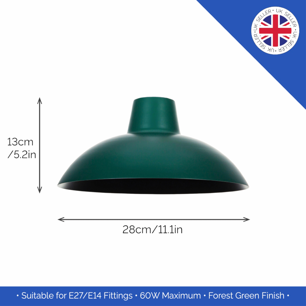 Happy Homewares Matt Forest Green Metal Industrial Retro Curved Pendant Shade Image 5