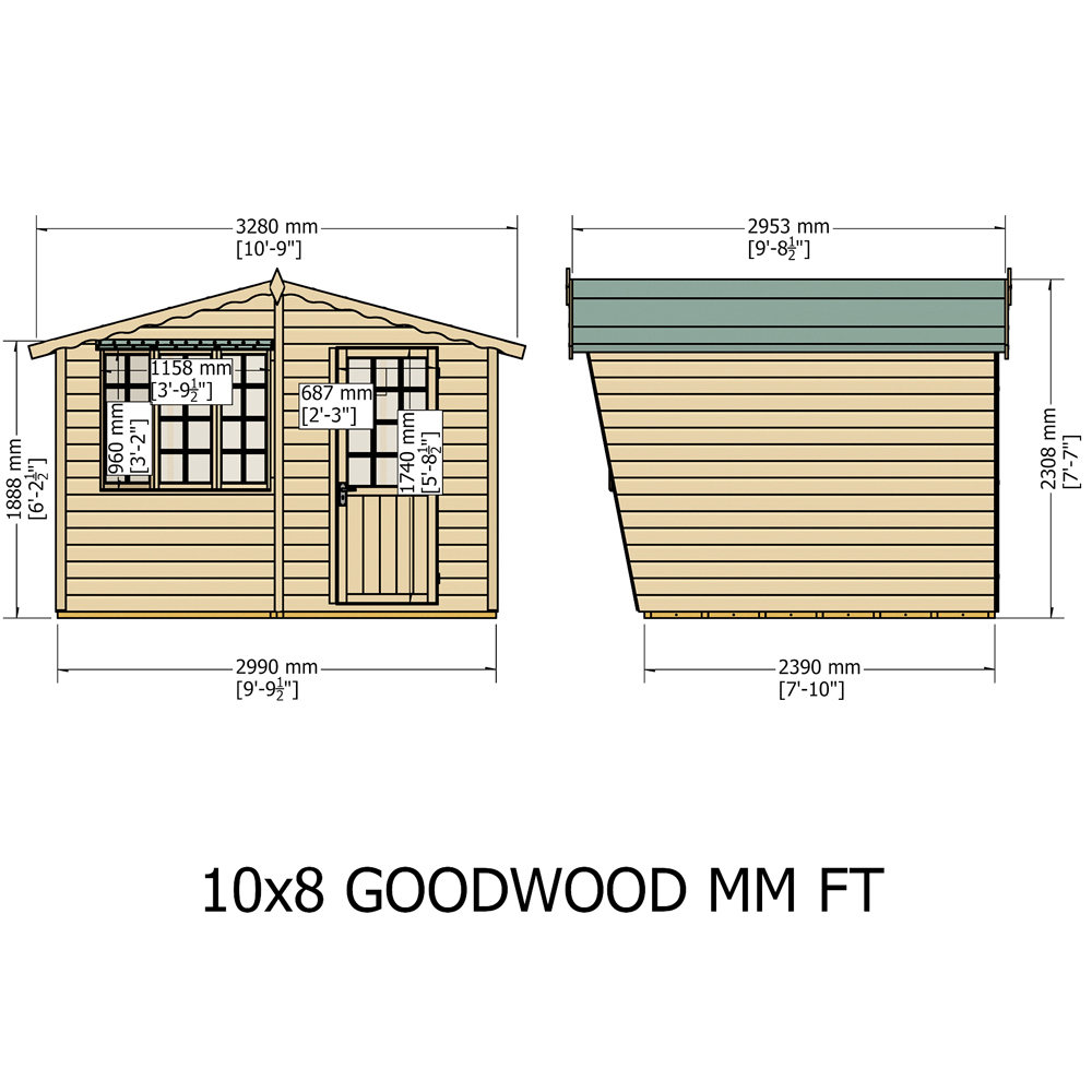 Shire Goodwood 10 x 8ft Shiplap Style C Security Cabin Apex Summerhouse Image 6
