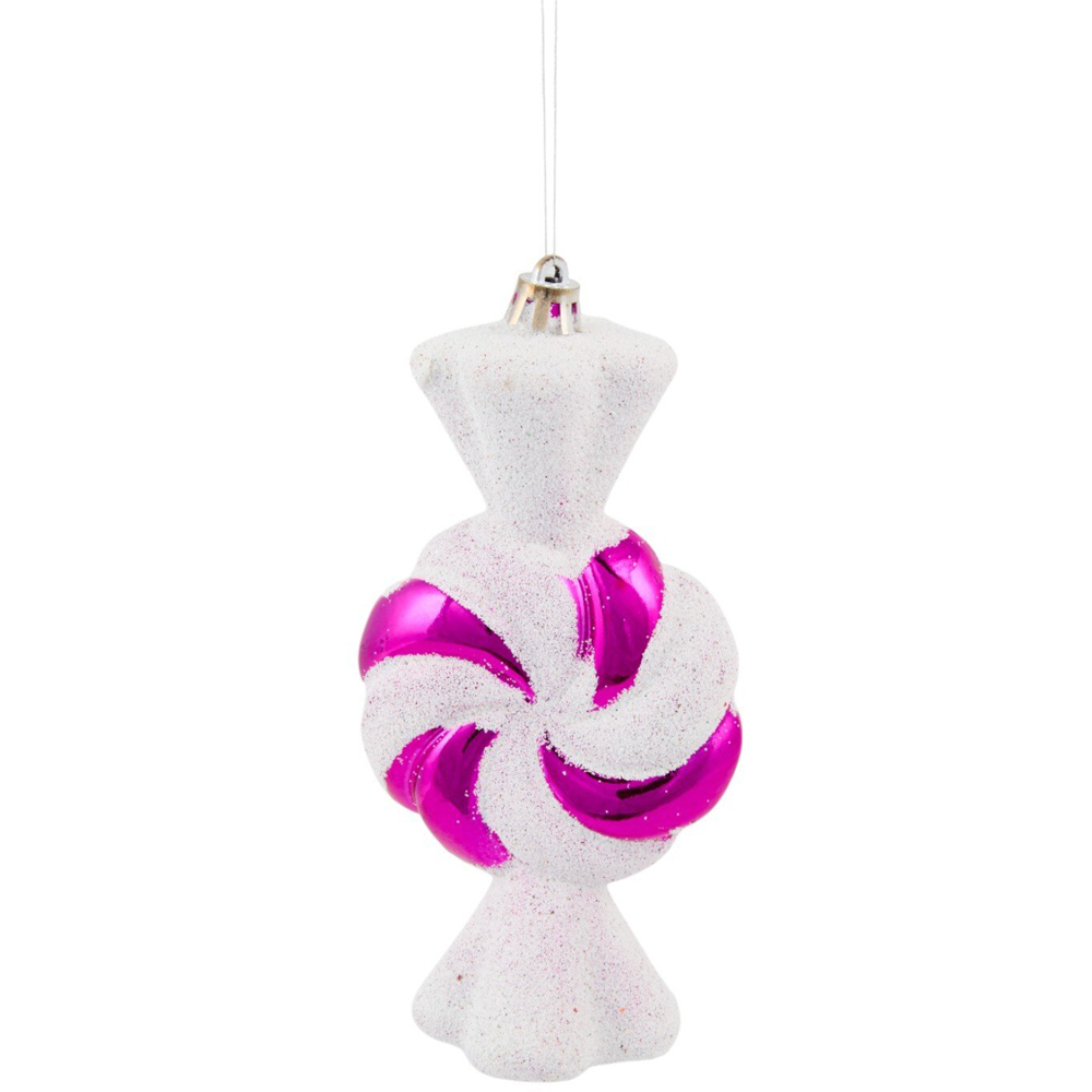 Set of 4 Colourful Candy Cane Sweets Baubles White Image 2