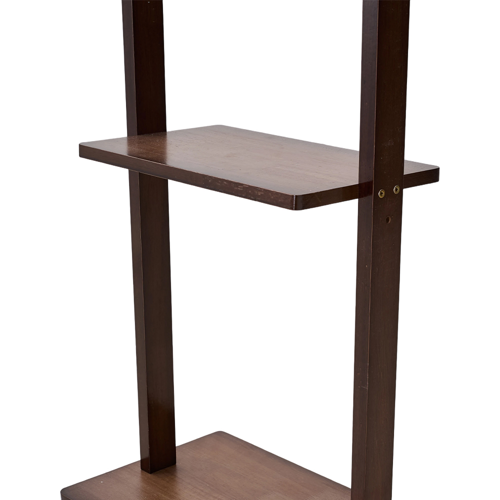 Living and Home Single Shelf Walnut Freestanding Clothes Rack with 5 Hooks Image 3