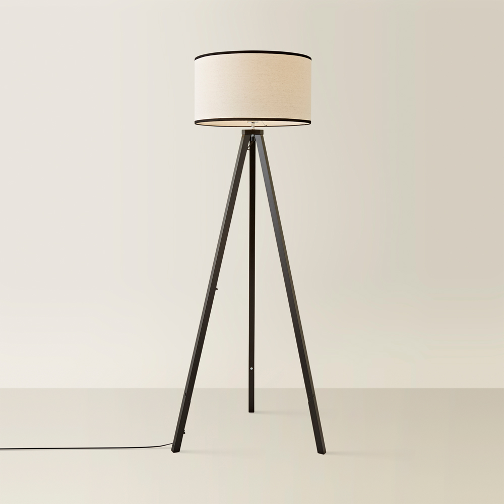 ValueLights Barbro Trim Drum Shade Black Tripod Floor Lamp and Bulb Image 5