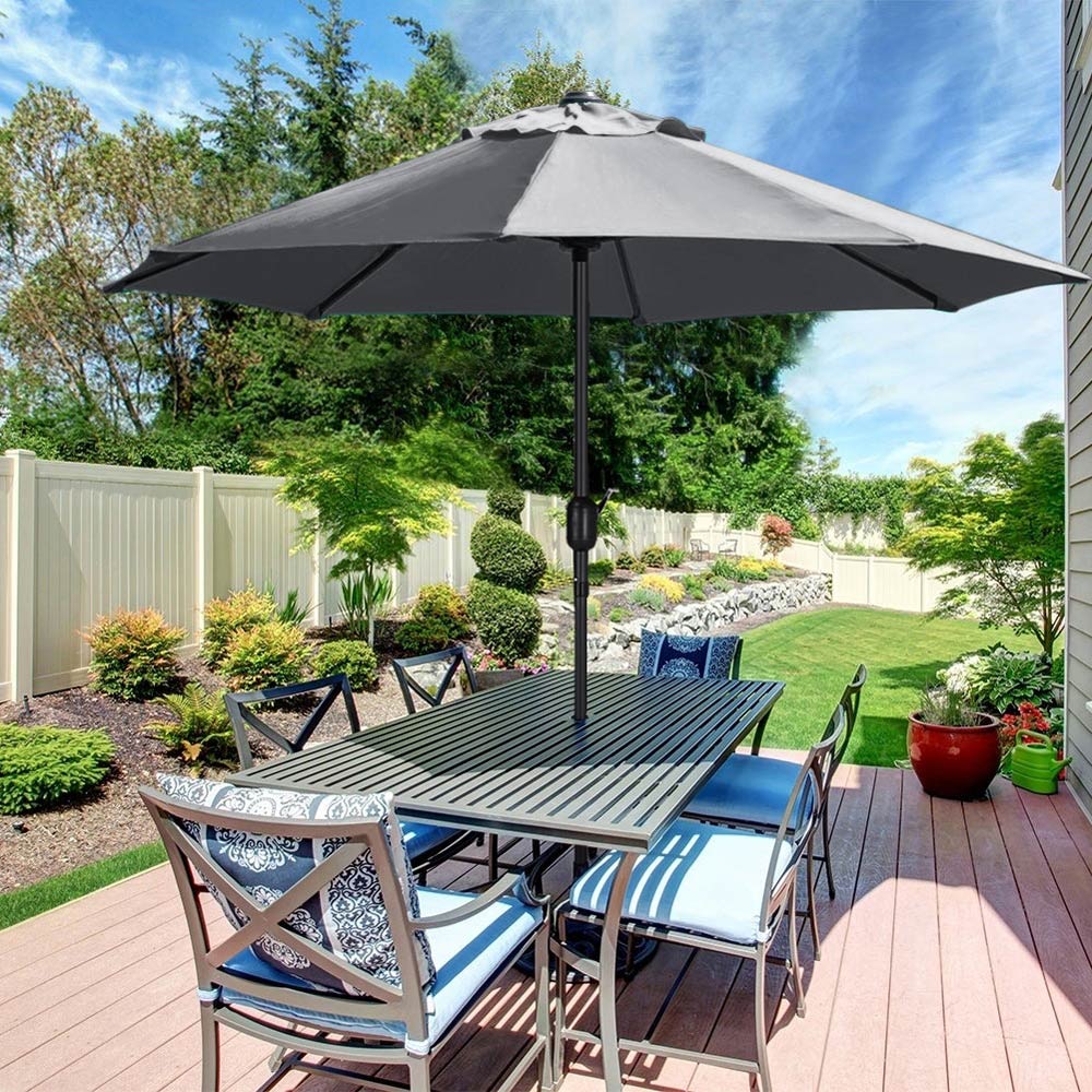 Living and Home Dark Grey Round Crank Tilt Parasol 3m Image 7