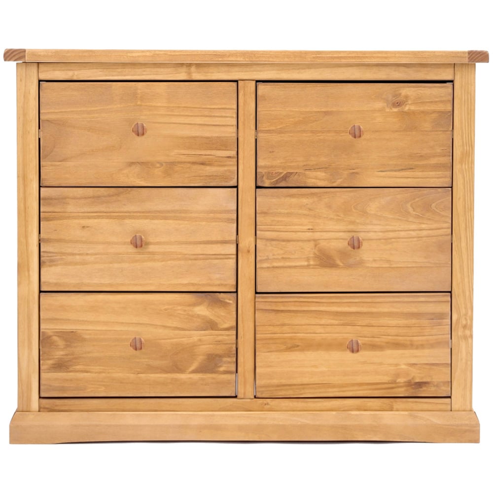 Cabinet Bits Lucca 6 Drawer Brown Wood Knob Chest of Drawers Image 3