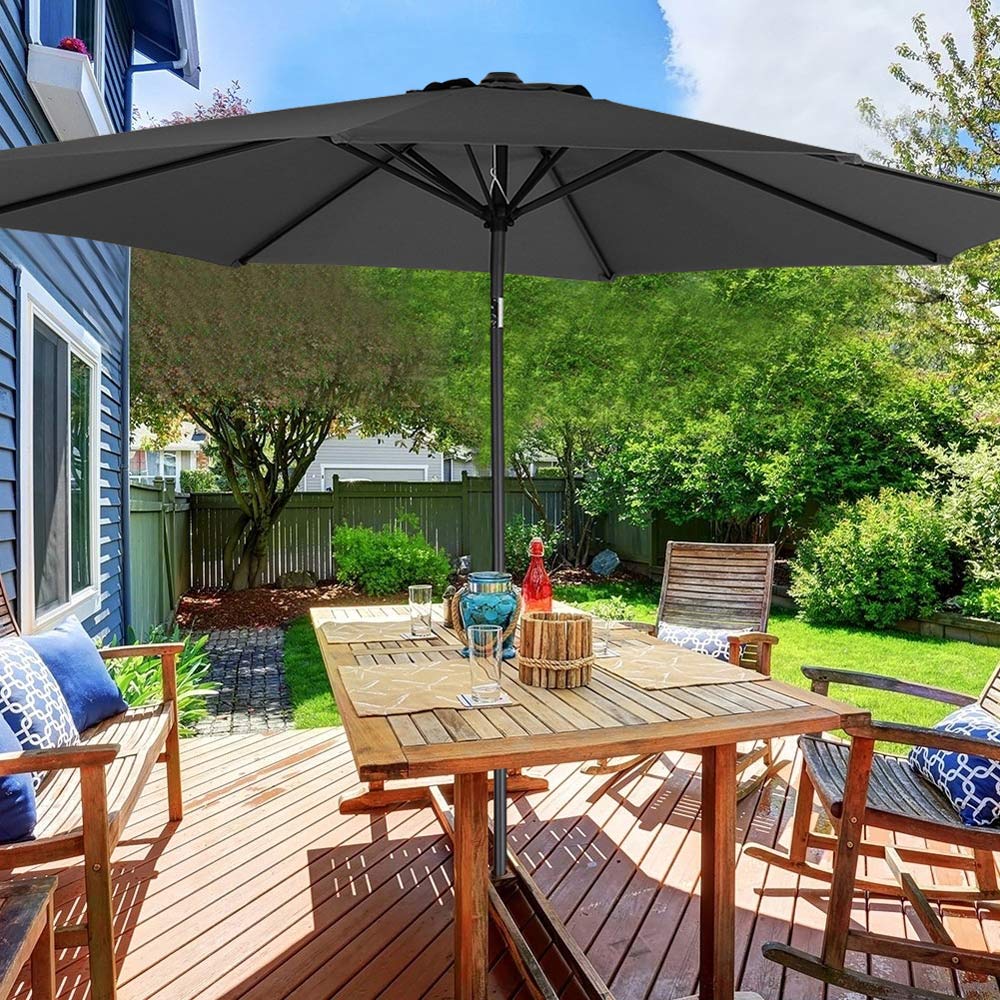 Living and Home Black Round Crank Tilt Parasol 3m Image 8