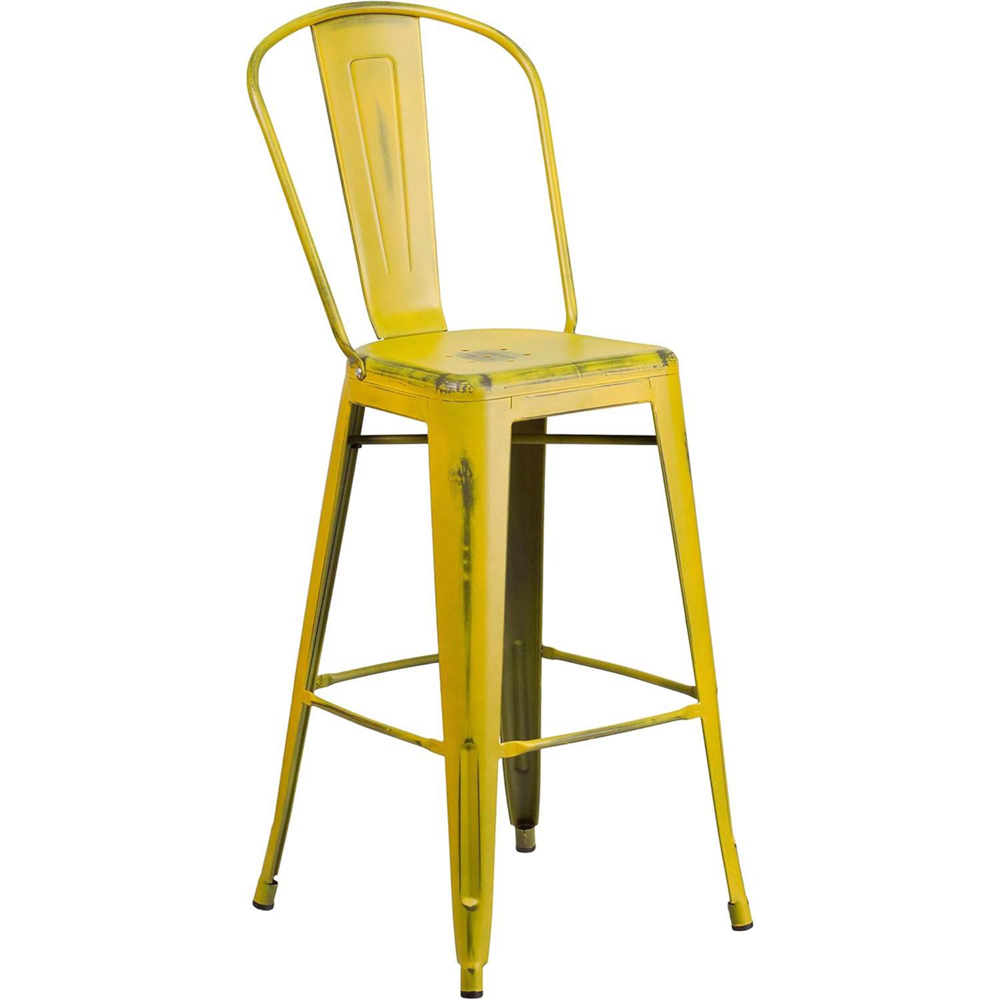 FWStyle Yellow Steel Bar Stools Set of 4 Image 3