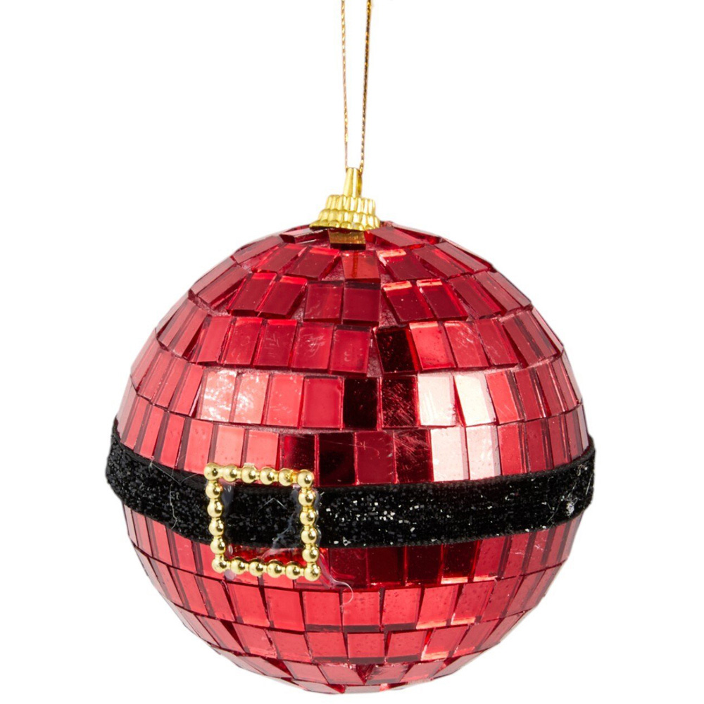 Pack of 6 Disco Belt Baubles Red Image 2