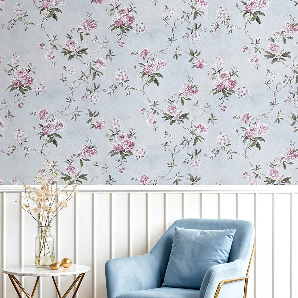 Living and Home Floral Pattern 3D Embossed Multicolour Non-Pasted Non-Woven Wallpaper Image 7