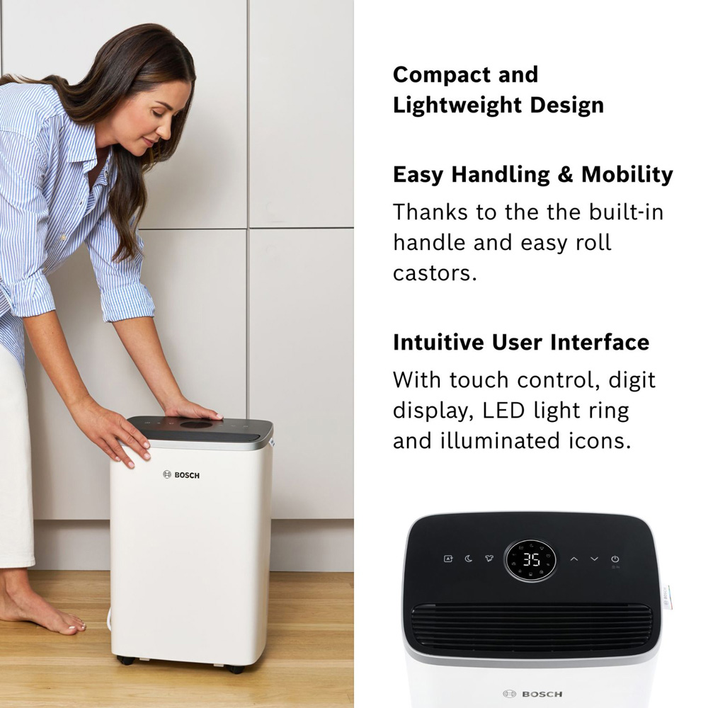 Bosch Dry 4000 White Lightweight Dehumidifier with LED Light Ring 16L Image 6