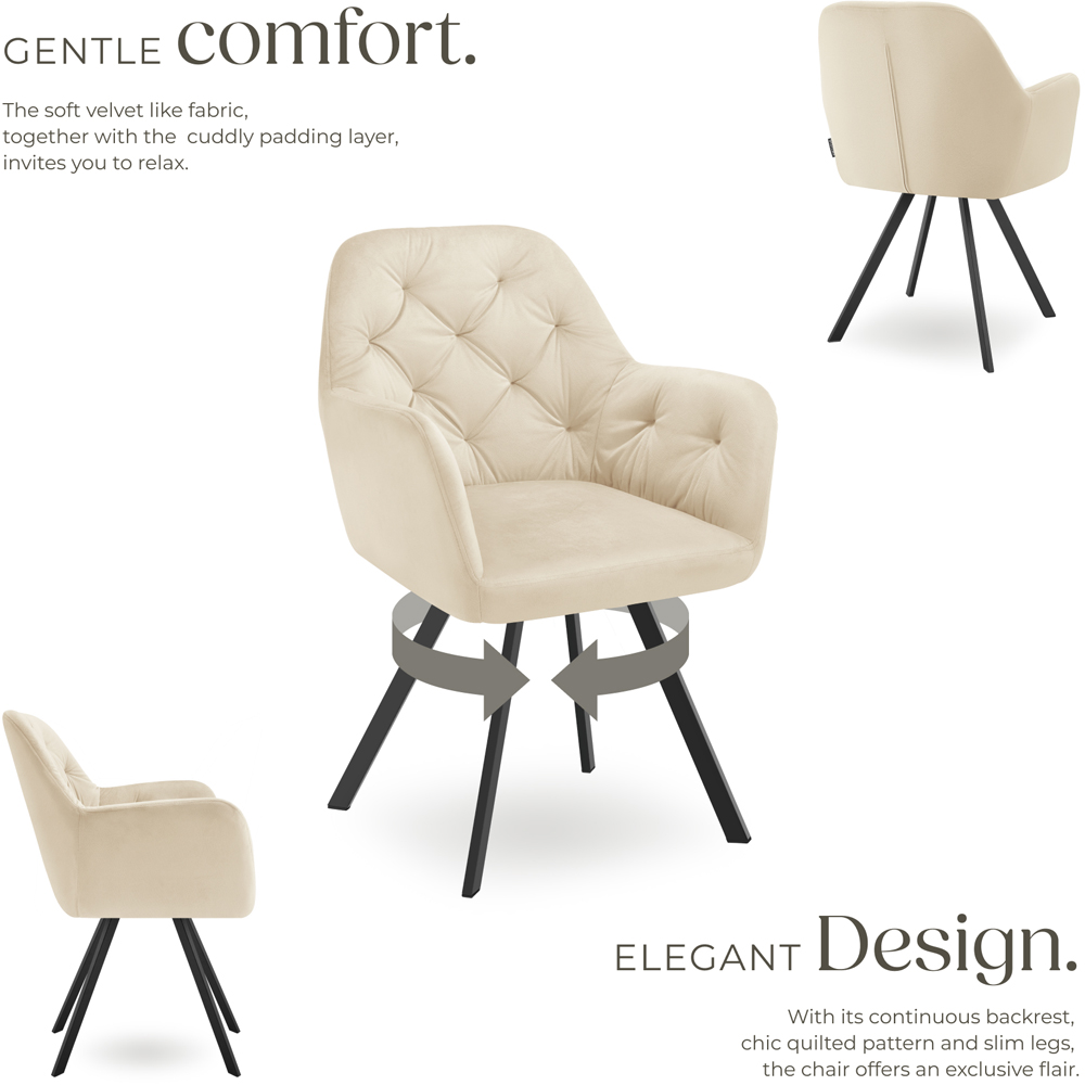 tectake Lucia Cream Quilted Armchair Image 7