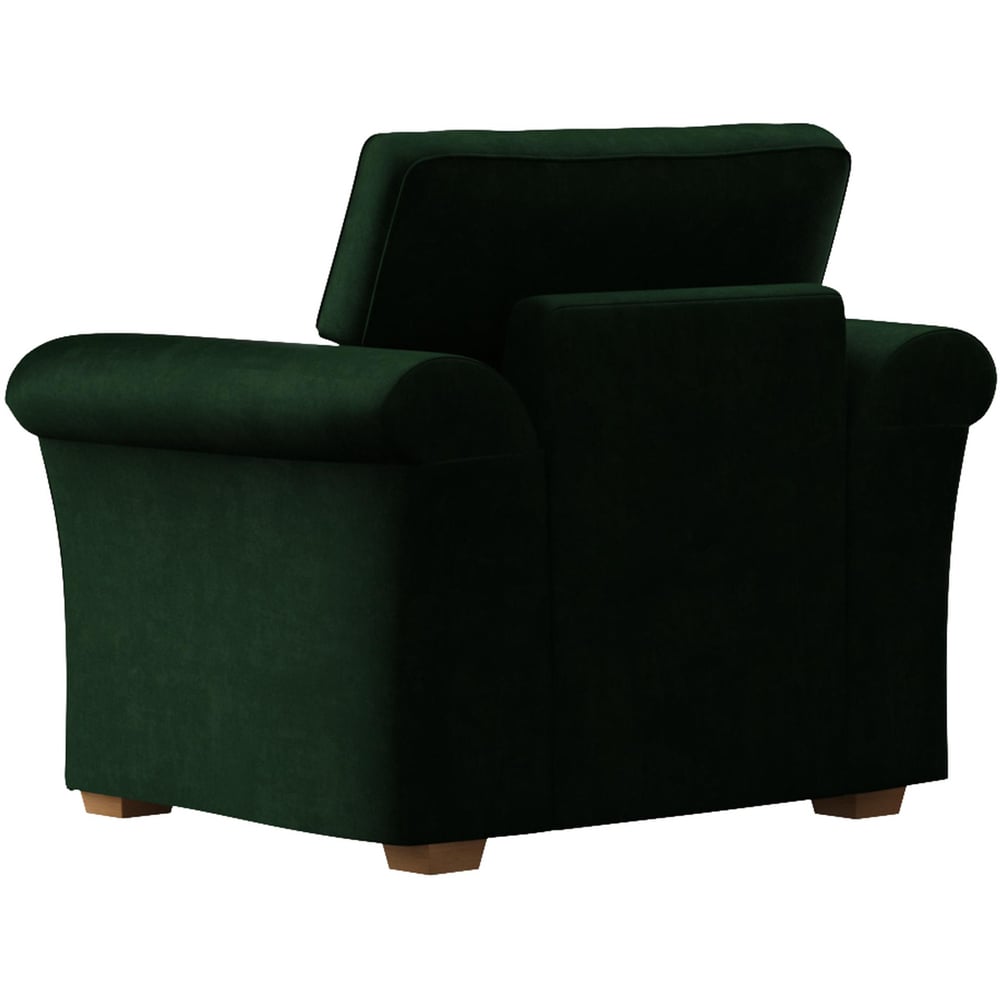 Castleacre Forest Green Plush Velvet Fixed Back Armchair Image 4