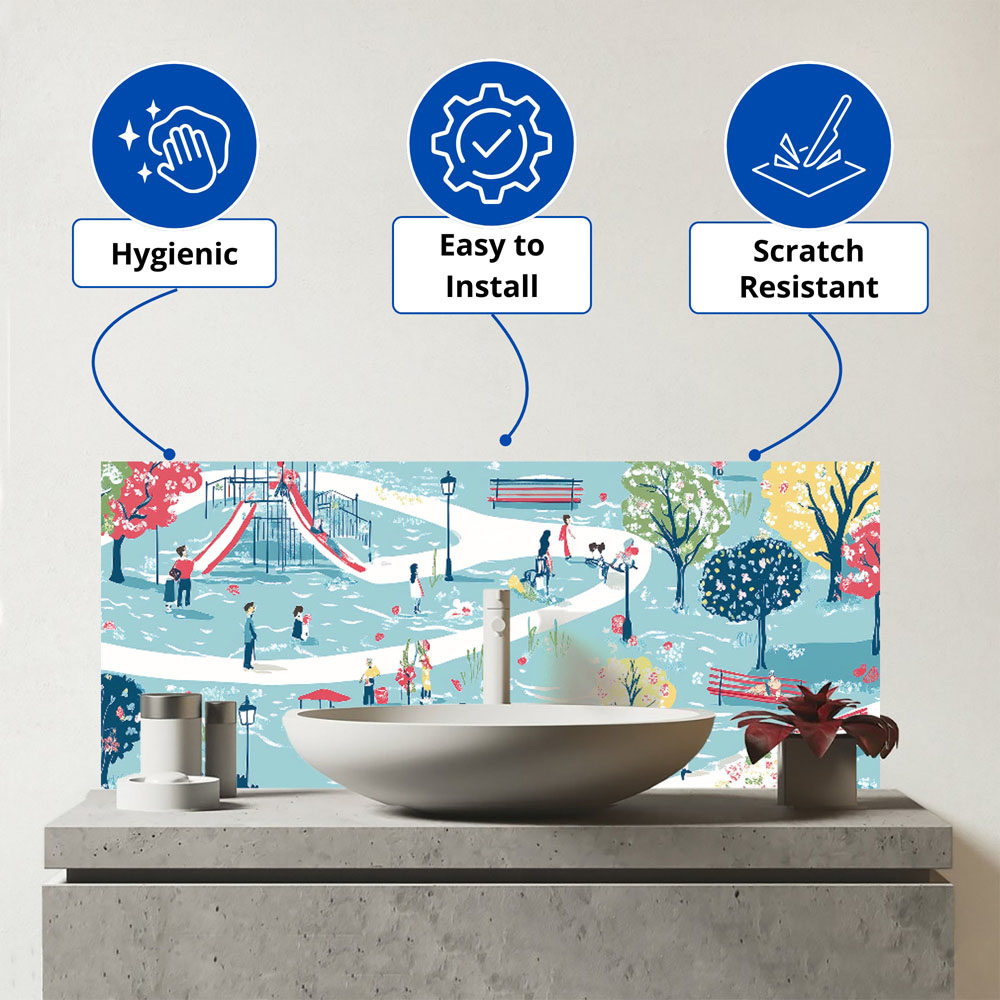 Warren Reed Designer a Day at the Park Glass Bathroom Splashback 25 x 60cm Image 3