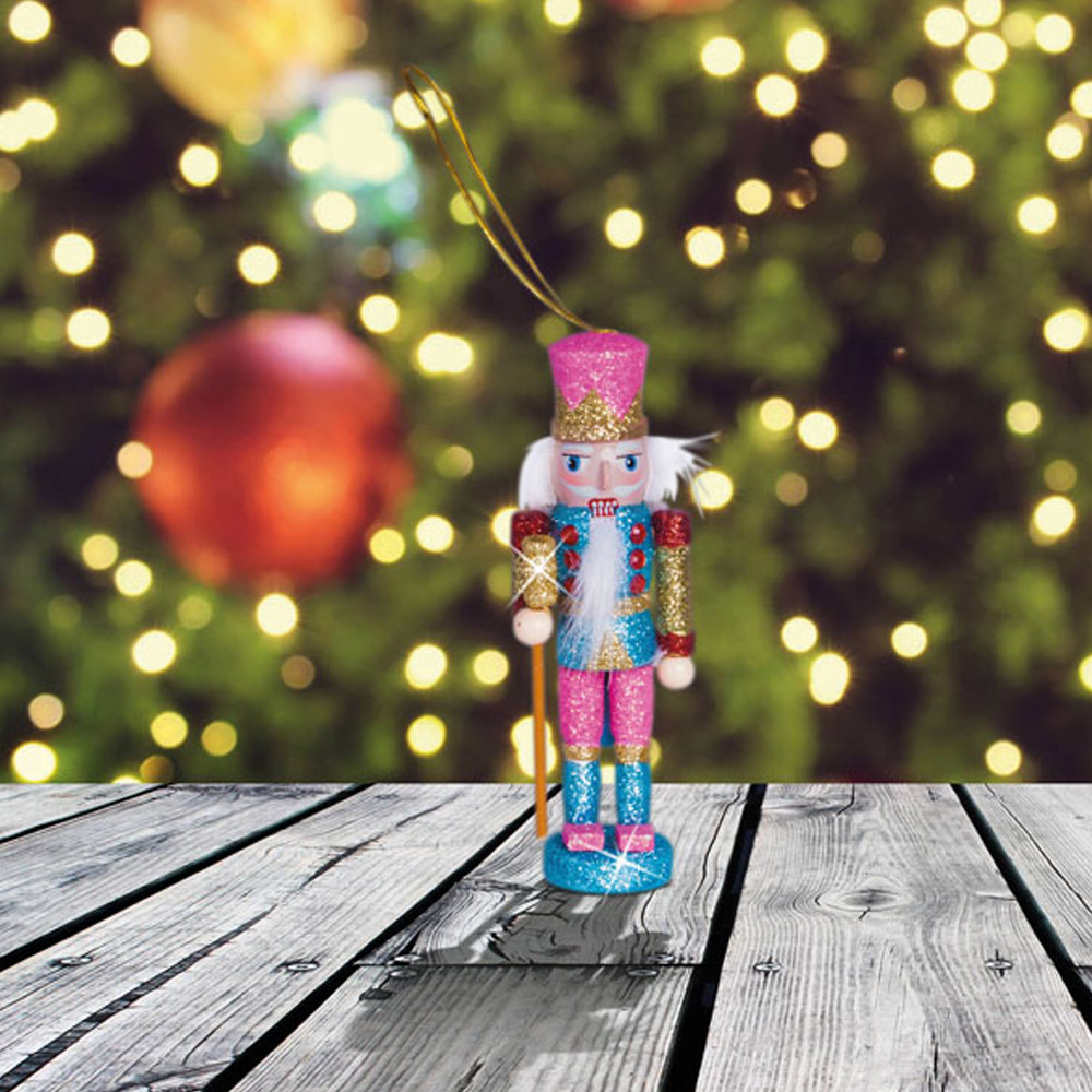 St Helens Pink Hat Multicolour Nutcracker Christmas Tree Decoration Image 3