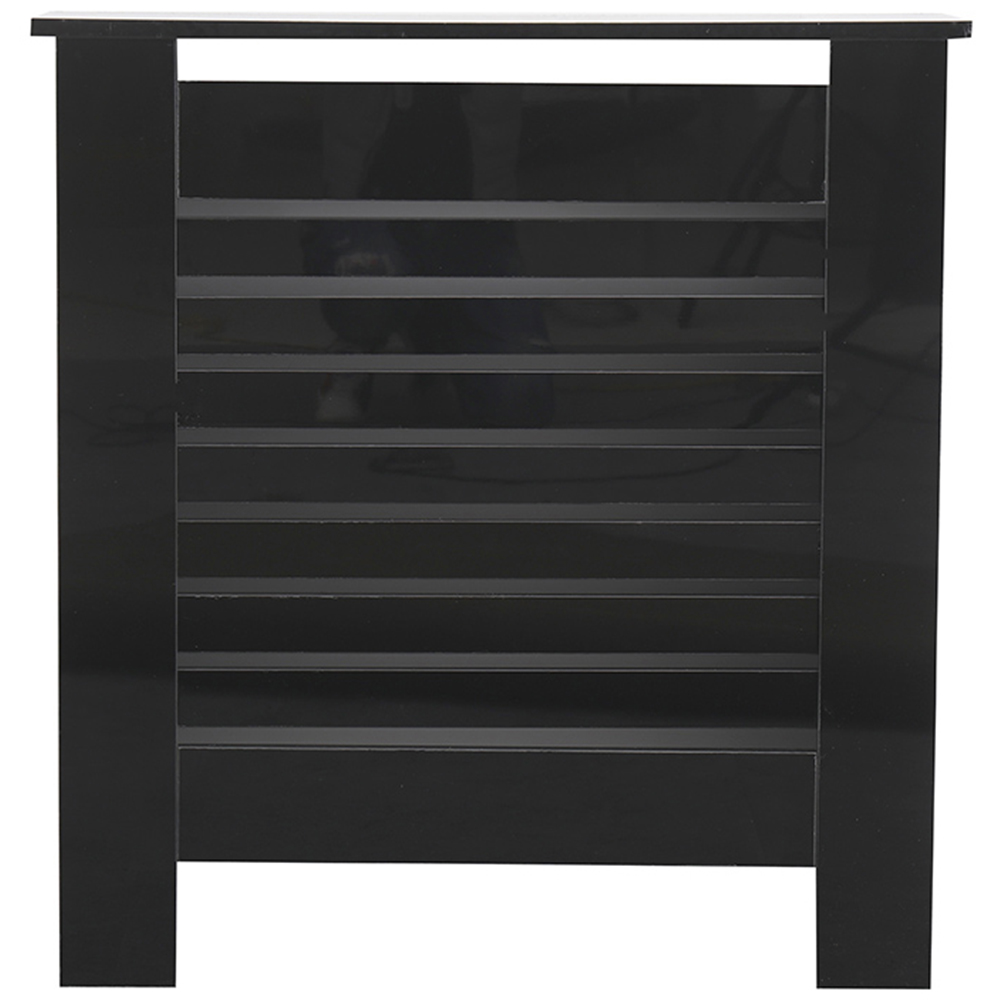 Portland Horizontal Slat High Gloss Black Radiator Cover Small Image 3