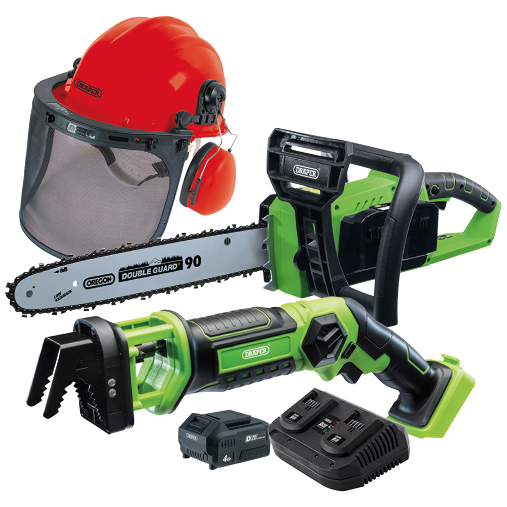 Draper D20 Cordless Garden Saw Kit with Helmet Image 1