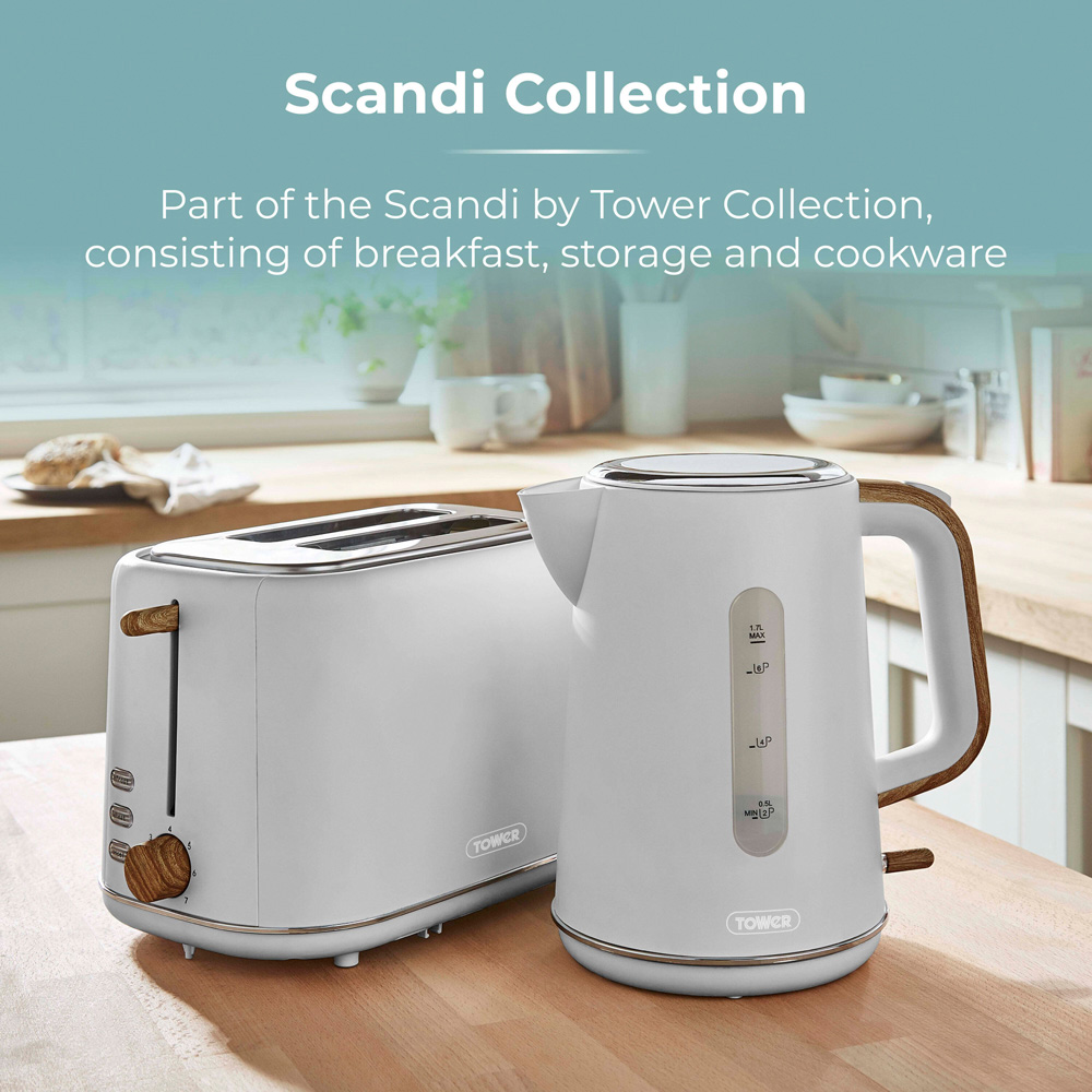Tower Scandi EEJB288 Grey 2 Slice Toaster with 1.7L Kettle Set Image 6
