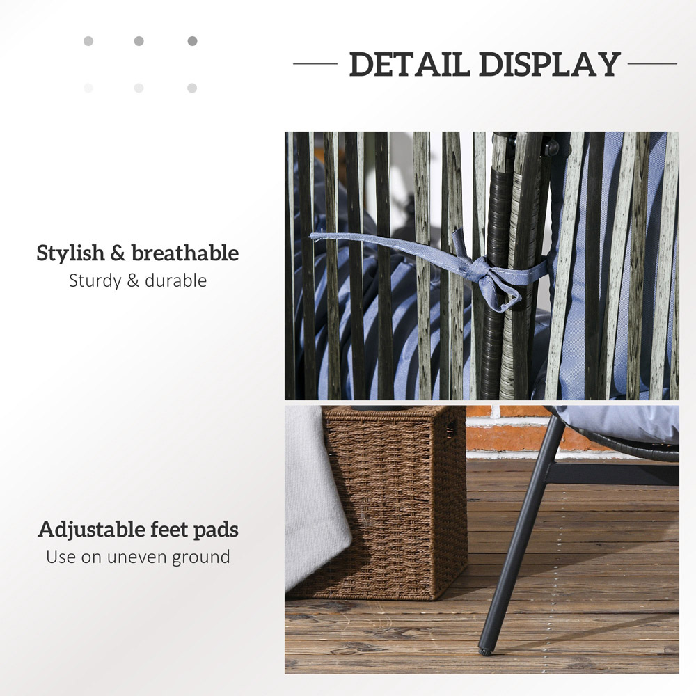 Outsunny Grey Rattan Leisure Egg Chair with Cushion Image 6