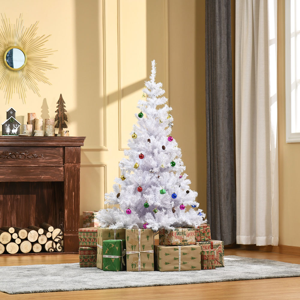 Everglow White Artificial Christmas Tree with Ornaments 4.9ft Image 2