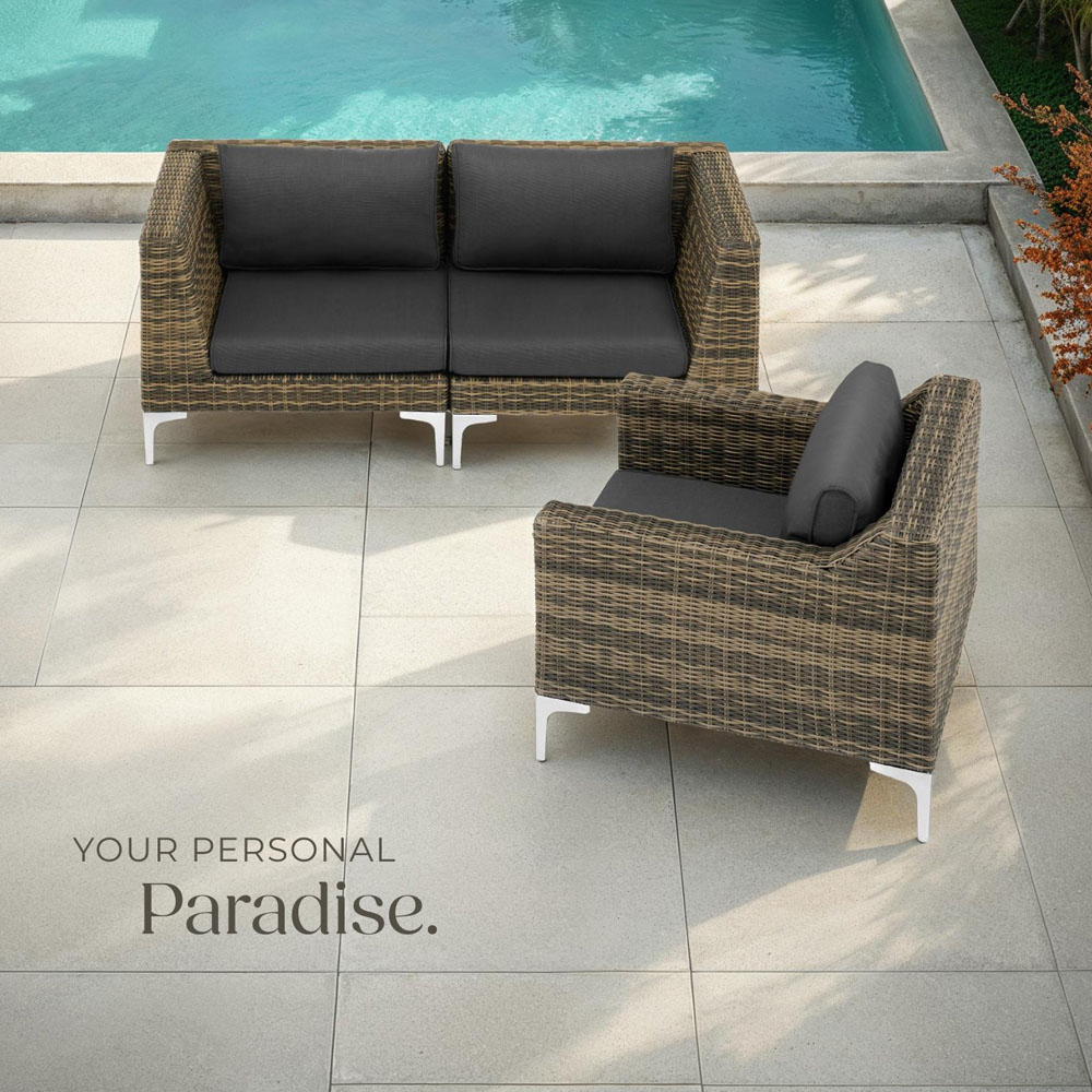 tectake Villanova 3 Seater Rattan Garden Sofa Set with Cushion Image 8