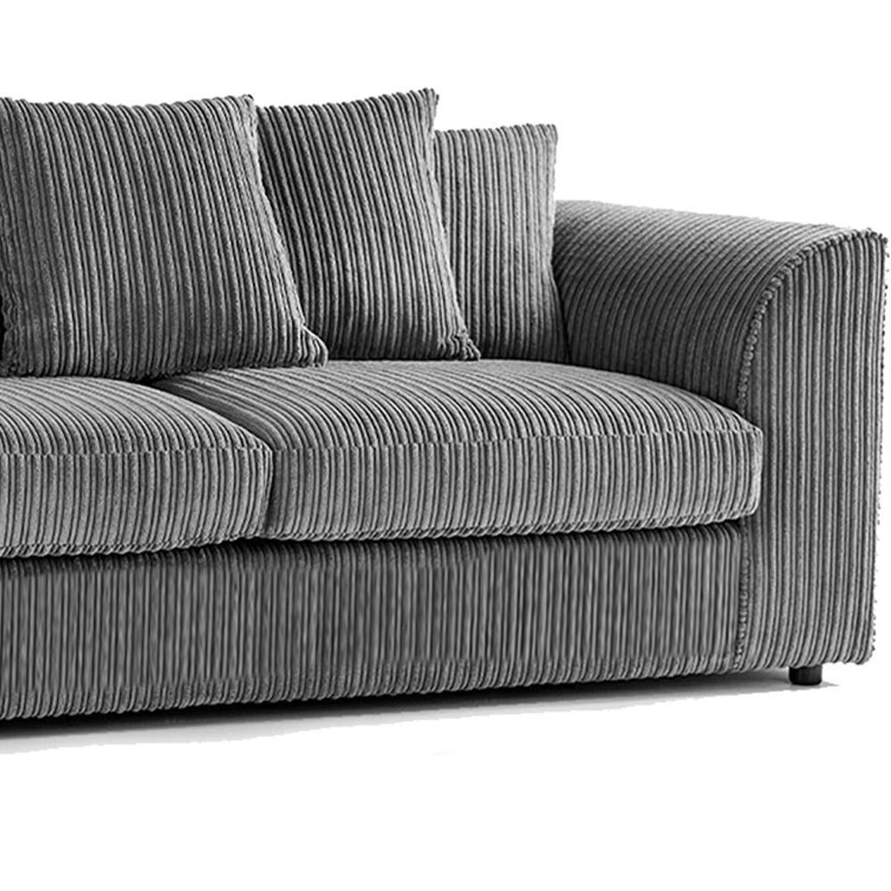 Luxor 5 Seater Grey Jumbo Cord Scatter Back Sofa Suite Image 4