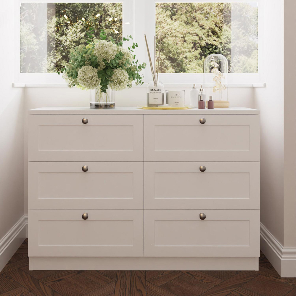 FWStyle Artus 6 Drawer White Panelled Chest of Drawers Image 4