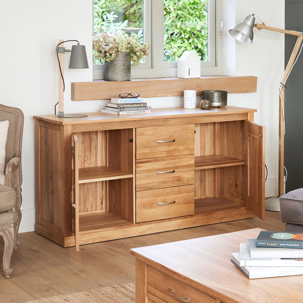 Baumhaus Mobel 2 Door 3 Drawer Oak Large Sideboard Image 2