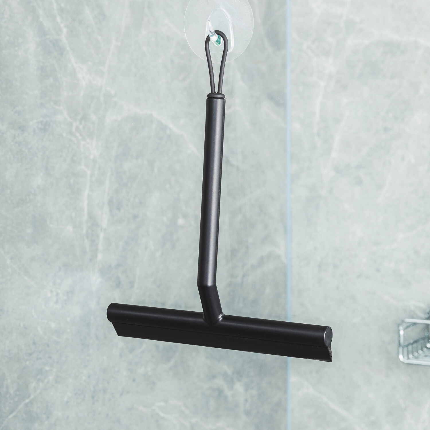 Bathroom Squeegee with Hook - Black Image 2