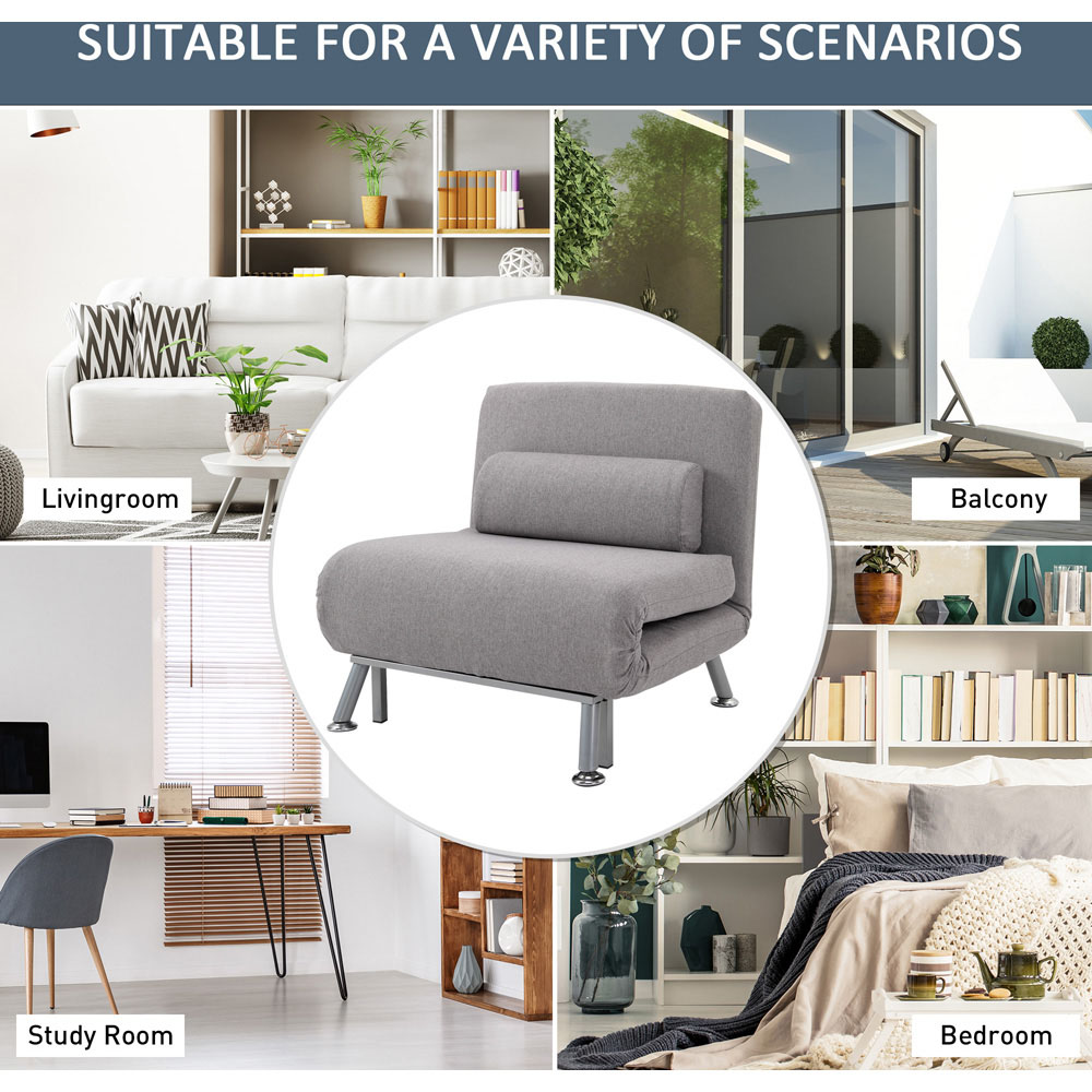 Portland Single Seater Grey Foldable Sofa Bed Image 6