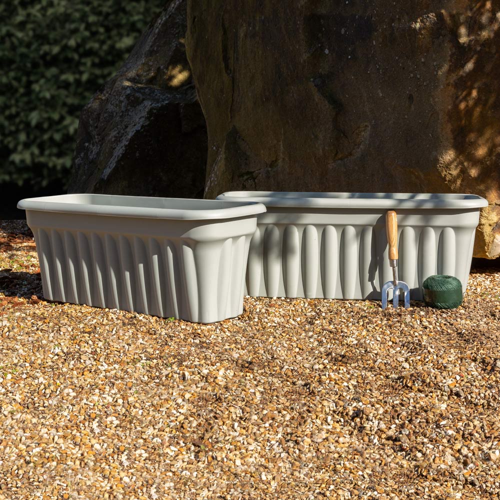 Wham Vista Upcycle Grey Recycled Plastic Rectangular Trough Planter 80cm 2 Pack Image 2