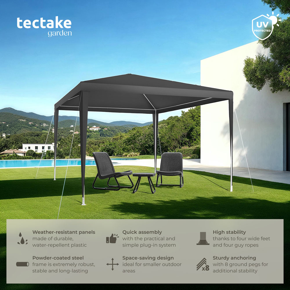 tectake Farah 3 x 3m Grey Gazebo with Plug In System Image 6