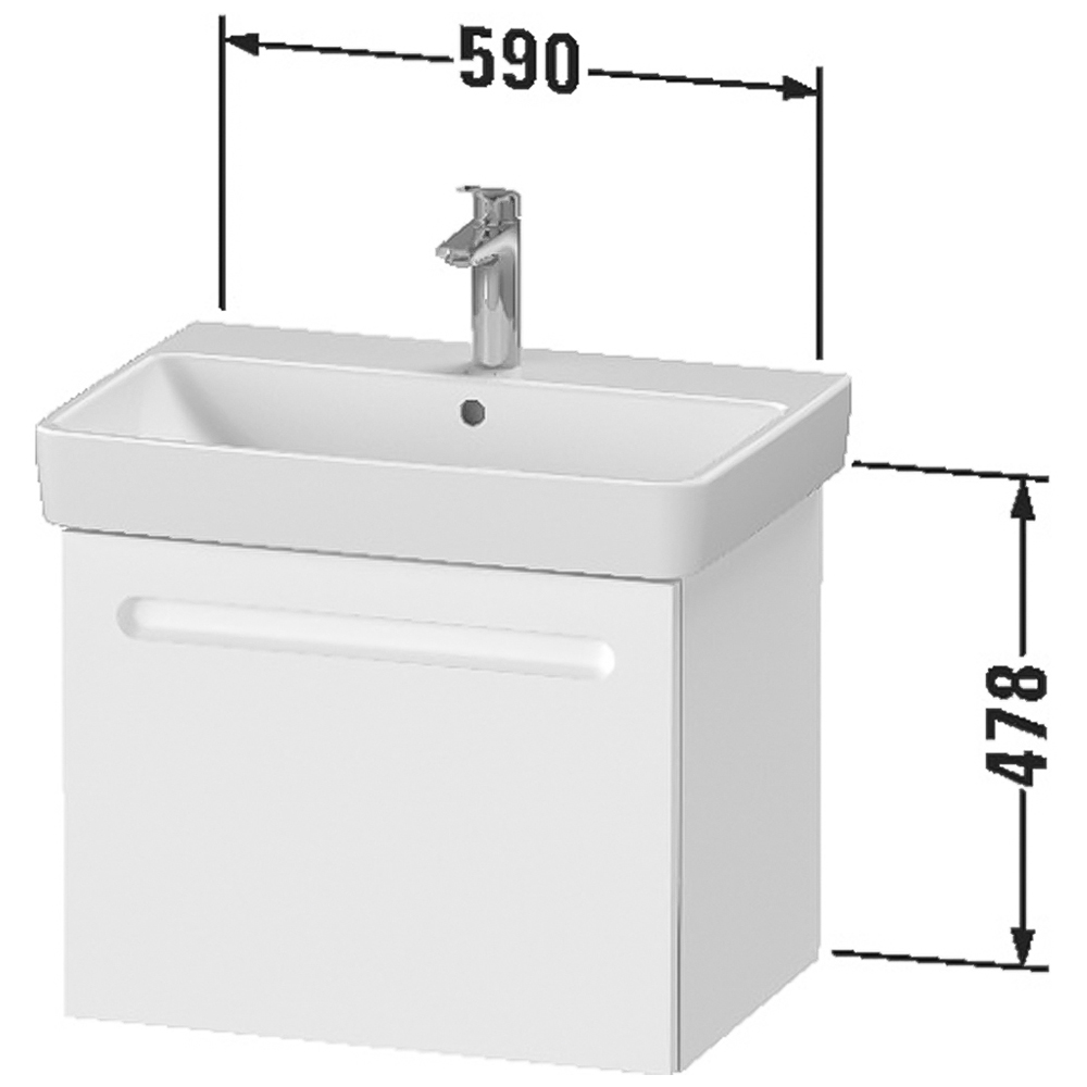 Duravit No.1 Single Drawer Matt Graphite Wall Hung Vanity Unit 478 x 590mm Image 2