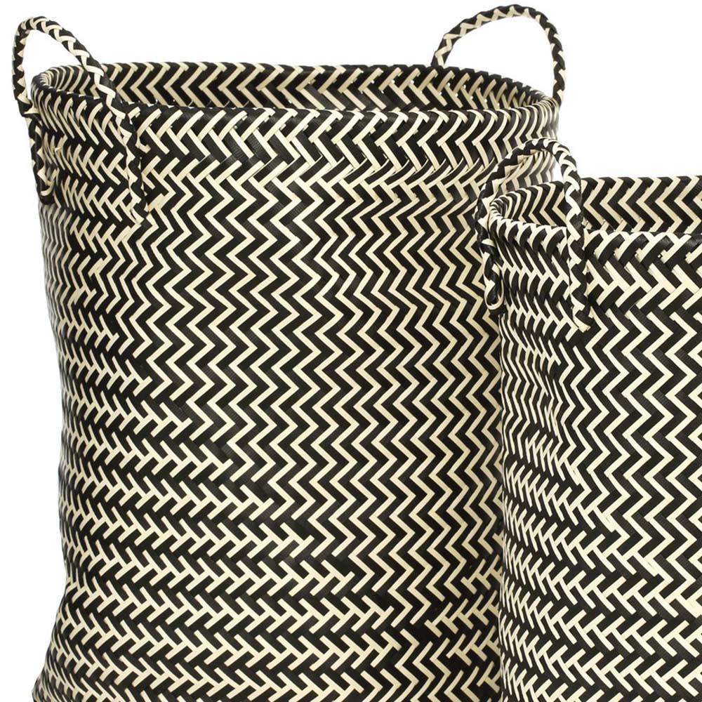 Premier Housewares Black and White Woven Storage Basket 2 Pack Image 3