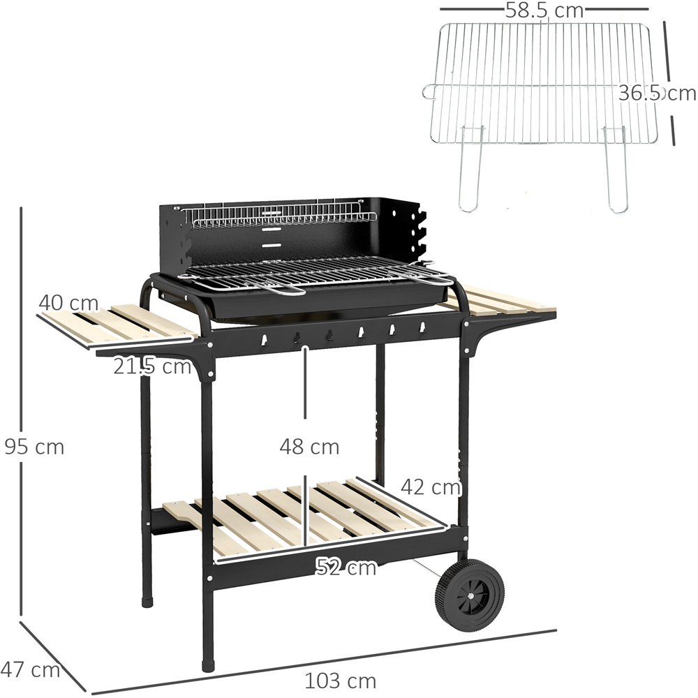 Outsunny Charcoal BBQ Grill Trolley with Ash Catcher Image 9
