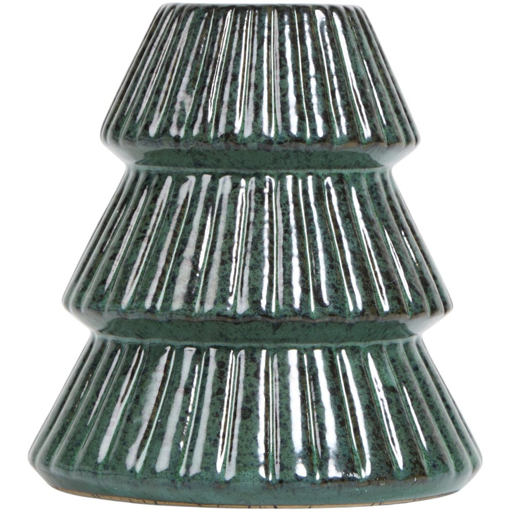 Reactive Glaze Tree Tealight Holder - Green Image 1