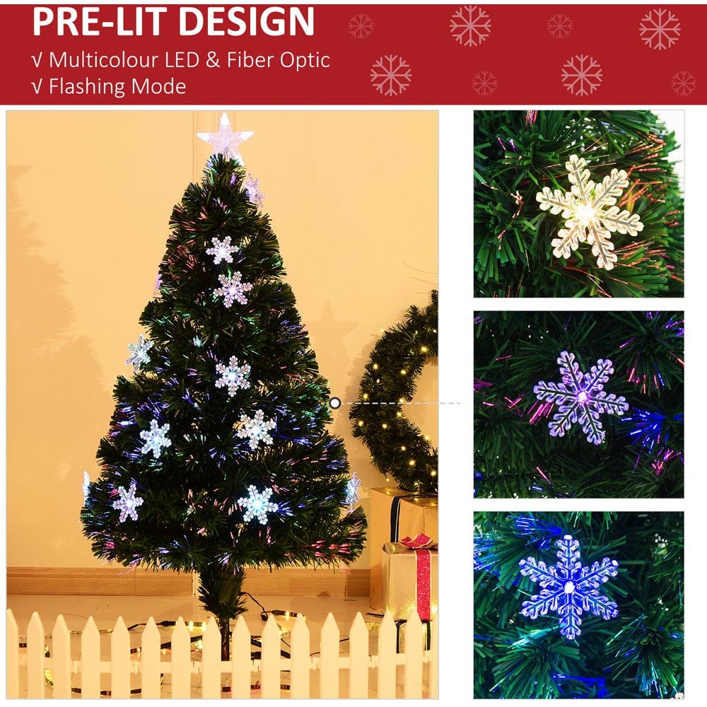 Everglow Snowflakes Lights Green Artificial Christmas Tree 4ft Image 5